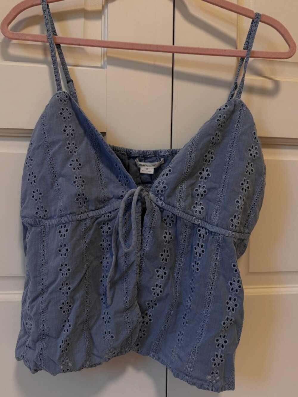Blue Tie Front Top